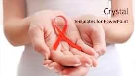  Presentation with hands holding - Amazing slide set having female hands holding red ribbon backdrop and a  colored foreground