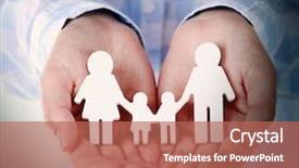  Presentation with holding hands family walking - Beautiful theme featuring female hands holding toy family backdrop and a  colored foreground