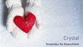  Presentation with snow day - Presentation design consisting of female-hands-in-knitted-mittens background and a sky blue colored foreground