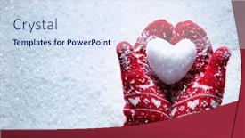  Presentation with snow day - Slide set with female-hands-in-knitted-mittens background and a sky blue colored foreground