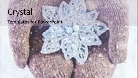  Presentation with sparkling - Colorful PPT theme enhanced with female hands in knitted mittens with sparkling wonderful snowflake on a white snow background winter and christmas concept backdrop and a light gray colored foreground