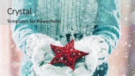  Presentation with star red - Slide set consisting of female hands in light teal background and a light blue colored foreground