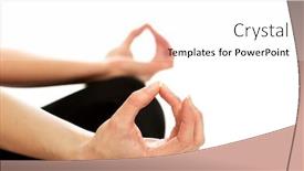  Presentation with ohm resistor - Slide set enhanced with female hands in ohm yoga background and a white colored foreground