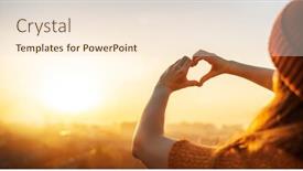  Presentation with hands heart - PPT theme with female-hands-in-the-form background and a lemonade colored foreground