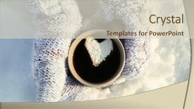  Presentation with hands heart - Slide set enhanced with warm mittens holding cup background and a soft green colored foreground