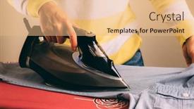  Presentation with ironing - Theme featuring female-hands-ironing-on-ironing background and a coral colored foreground
