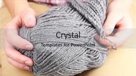  Presentation with knitting - Presentation featuring female hands knitting with spokes background and a light gray colored foreground