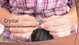  Presentation with knitting - Amazing slide set having female hands knitting with spokes backdrop and a coral colored foreground