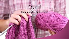  Presentation with knitting - Presentation theme enhanced with female hands knitting with spokes background and a lemonade colored foreground