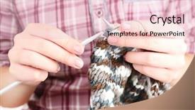  Presentation with knitting - Beautiful PPT theme featuring female hands knitting with spokes backdrop and a lemonade colored foreground