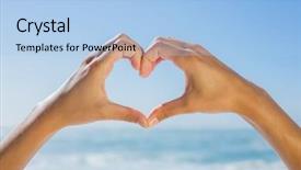  Presentation with hands the shape of a heart - Amazing slide set having female hands making heart shape backdrop and a light blue colored foreground