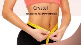  Presentation with female sport - Slide set enhanced with female hands measuring waist background and a  colored foreground