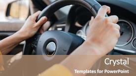  Presentation with wheel - Beautiful slide deck featuring female hands on steering wheel backdrop and a coral colored foreground