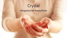  Presentation with female - Theme having female hands on white background background and a  colored foreground