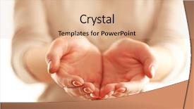  Presentation with female - Audience pleasing theme consisting of female hands on white background backdrop and a  colored foreground