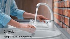  Presentation with pouring water - Presentation design featuring female hands pouring water background and a light gray colored foreground