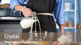  Presentation with dough - Audience pleasing slides consisting of female hands preparing dough on kitchen table backdrop and a coral colored foreground