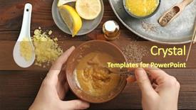  Presentation with skin color natural lavender lemon - Beautiful PPT theme featuring female hands preparing natural lemon backdrop and a tawny brown colored foreground