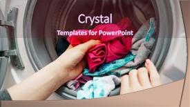  Presentation with clothes washing machine - Audience pleasing presentation theme consisting of female hands putting dirty backdrop and a tawny brown colored foreground