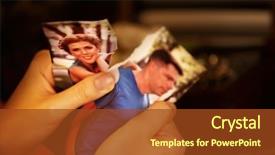  Presentation with memories - Amazing presentation design having female hands tearing family backdrop and a tawny brown colored foreground