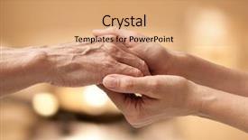  Presentation with elderly care - Slide deck enhanced with female hands touching old male background and a  colored foreground