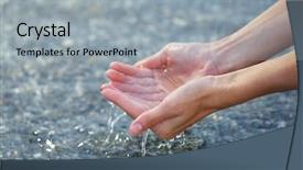  Presentation with sea water - Slide deck enhanced with play health - female hands touching sea water background and a light gray colored foreground