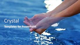  Presentation with sea water - PPT theme consisting of female-hands-touching-sea-water background and a teal colored foreground