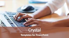  Presentation with african people - PPT theme having female hands typing on keyboard background and a tawny brown colored foreground