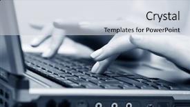  Presentation with laptop - Colorful slide deck enhanced with female-hands-using-laptop backdrop and a lemonade colored foreground