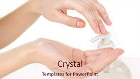  Presentation with liquid soap hand wash - Presentation design enhanced with female hands using liquid soap background and a lemonade colored foreground