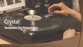  Presentation with gramophone - Presentation design enhanced with female hands with a gramophone background and a dark gray colored foreground