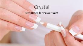  Presentation with manicure - Colorful PPT layouts enhanced with female hands with a manicure white pencil - soft focus on foreground backdrop and a sky blue colored foreground