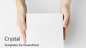  Presentation with box - PPT layouts having female hands with box background and a white colored foreground
