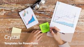  Presentation with growth human - Beautiful slide deck featuring female hands with chart backdrop and a coral colored foreground