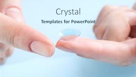  Presentation with contact lens - Theme consisting of female-hands-with-contact-lens background and a sky blue colored foreground