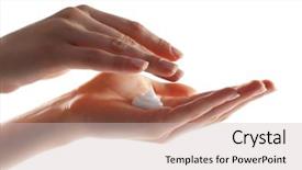  Presentation with cream - Cool new presentation theme with female hands with cream isolated backdrop and a soft green colored foreground