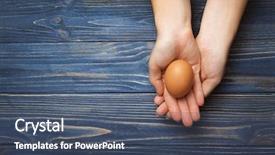  Presentation with egg - Slide deck consisting of female hands with egg background and a  colored foreground