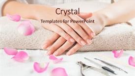  Presentation with manicure - PPT theme with female hands with french manicure background and a lemonade colored foreground