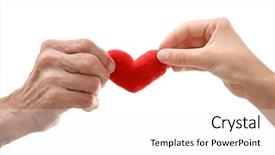  Presentation with old young - Slide deck consisting of female hands with heart figure background and a pink colored foreground