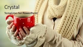  Presentation with light - Beautiful presentation featuring female hands with hot drink backdrop and a blonde colored foreground