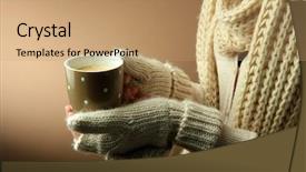  Presentation with color - Presentation theme featuring relaxed young woman is enjoying urban view from window in her apartment she is standing in white silk robe focus on her back background and a light gray colored foreground