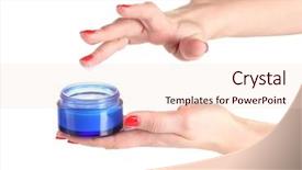  Presentation with manicure - Beautiful presentation theme featuring female hands with manicure holding cream isolated on white backdrop and a lemonade colored foreground