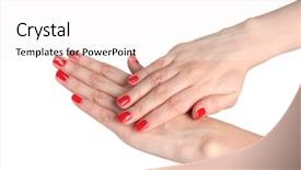  Presentation with manicure - Amazing slides having female hands with manicure isolated on white backdrop and a white colored foreground