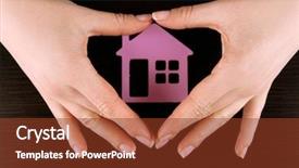  Presentation with house - Amazing presentation theme having home loan - female hands with model backdrop and a tawny brown colored foreground