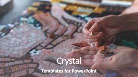  Presentation with mosaic - Presentation design enhanced with female hands with mosaic closeup background and a gray colored foreground