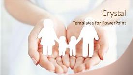  Presentation with family - Slides featuring female hands with paper family background and a cream colored foreground