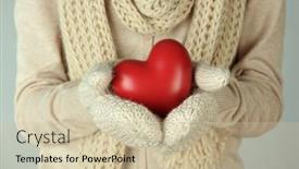  Presentation with hands heart - Theme having female-hands-with-red-heart background and a soft green colored foreground