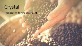  Presentation with coffe - Cool new presentation theme with female hands with roasted coffee backdrop and a coral colored foreground