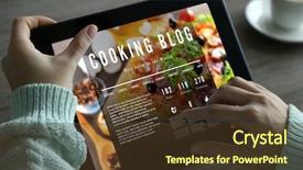 Presentation with blog - Amazing theme having female hands with tablet cooking backdrop and a  colored foreground