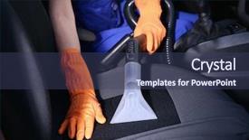  Presentation with car cleaning - Theme with female hands with vacuum cleaner background and a ocean colored foreground